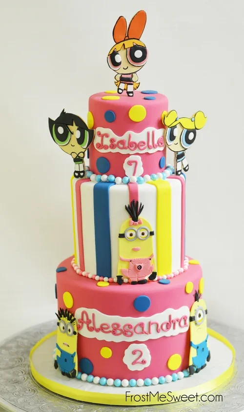 minions power puff girls cake.webp