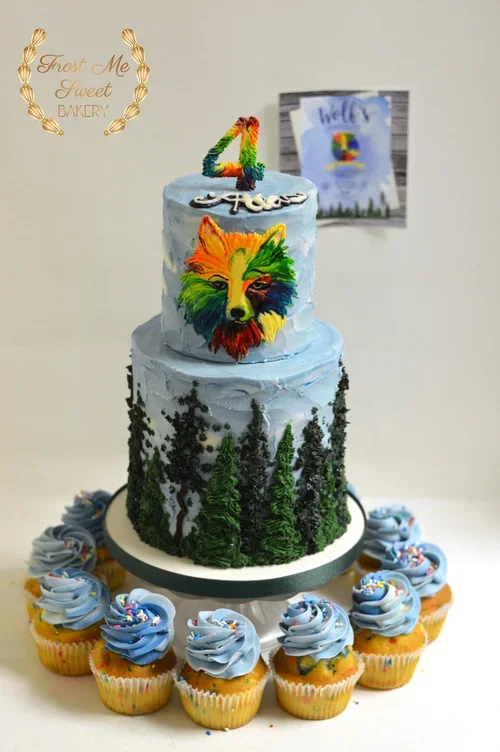 rainbow+wolf+baby+shower+cake Baby Shower cake.webp