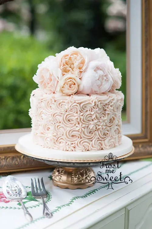 ROSETTE PEONY sMALL 1 TIER WEDDING CAKE.webp