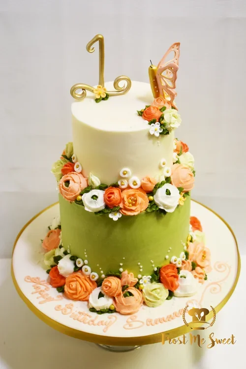 BUTTERCREAM+FLOWERS+1ST BIRTHDAY CAKE.webp