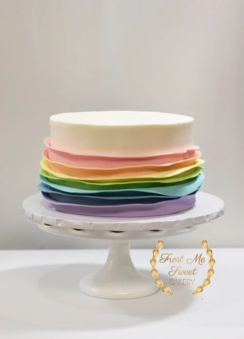 pastel+rainbow+upward+ruggle+cake Baby Shower cake.webp
