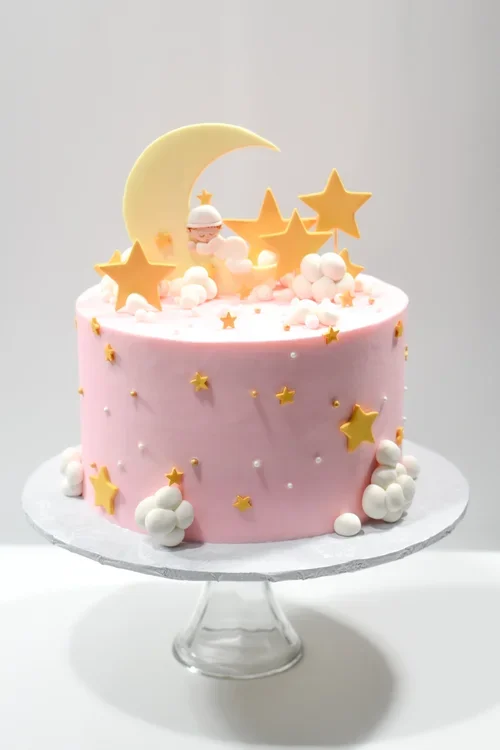 Baby Shower cake star moon.webp