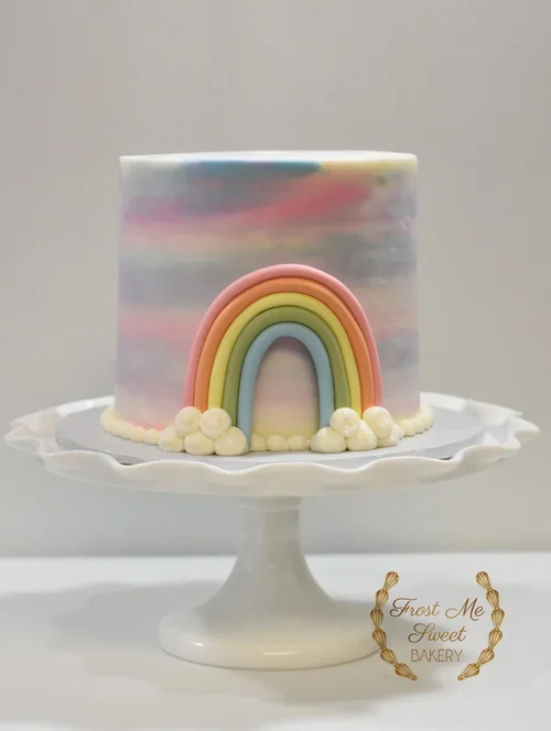 watercolor+pastel+rainbow+cake Baby Shower cake.webp