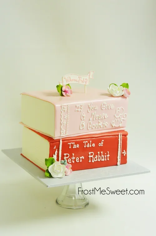 Baby Shower cake nursery rhyme books.webp