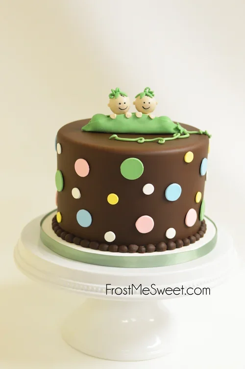 Baby Shower cake twins 2 peas in a pod.webp