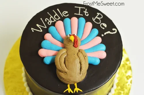 Gender Reveal Cake turkey thanksgiving.webp