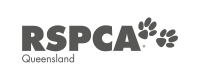 RSPCA Queensland logo with black text and paw print icon