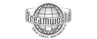 Dreamworld amusement park logo with a globe and stylized text