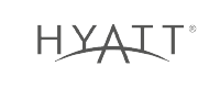 Hyatt logo in black text with a curved line underneath