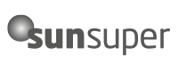 SunSuper logo with a gray sun icon and bold black text