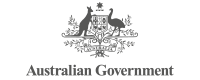 The coat of arms of the Australian Government, featuring a shield flanked by a kangaroo and an emu, with a seven-pointed Commonwealth Star above and a wreath below, and the words 'Australian Government'.
