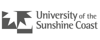 University of Sunshine Coast logo with a stylized sunburst and a rectangular building