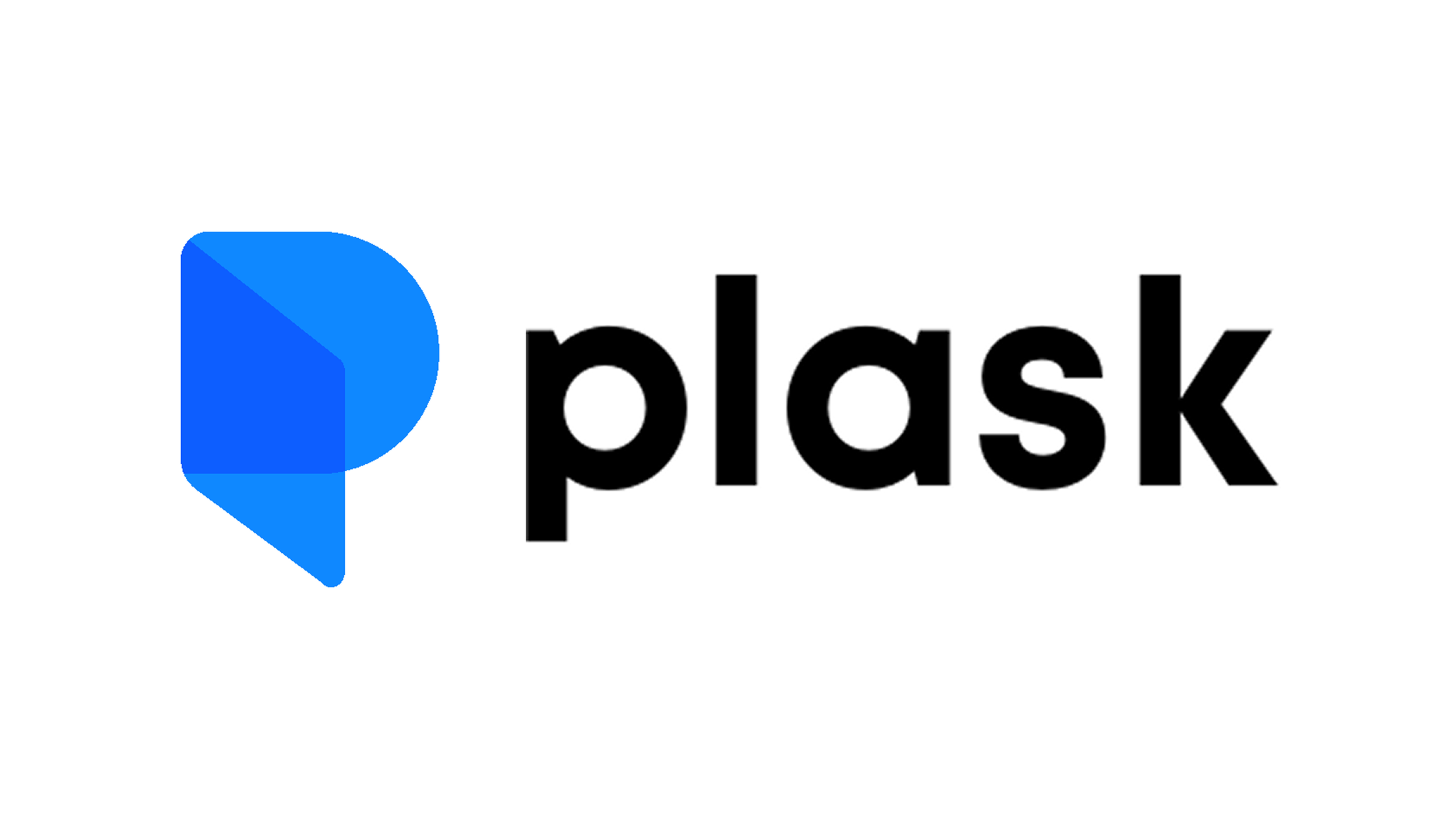 Plask logo with a stylized blue chat bubble icon and the word 'plask' in black lowercase letters