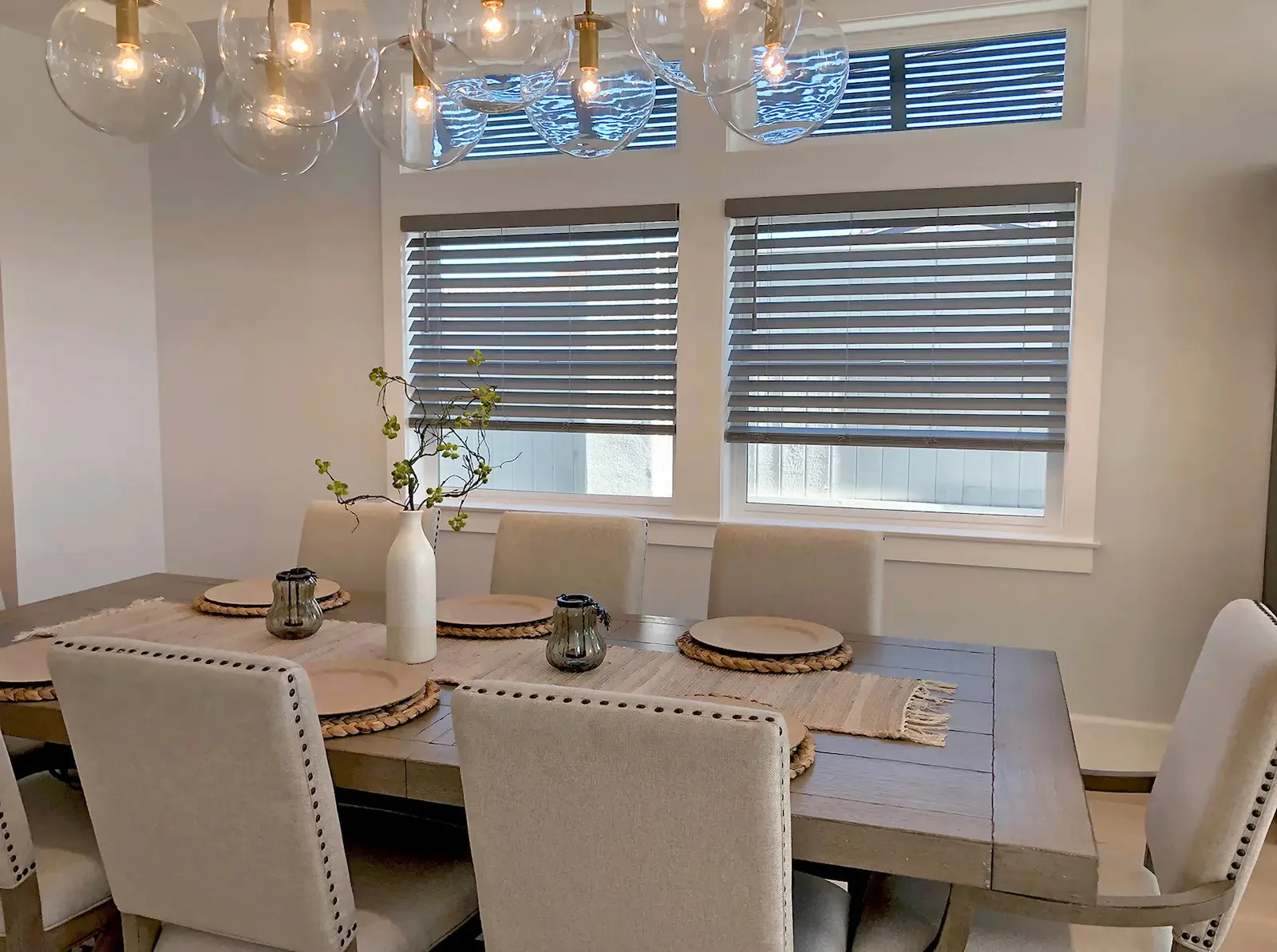 Stained wood blinds help pull color into the room in the right setting.
