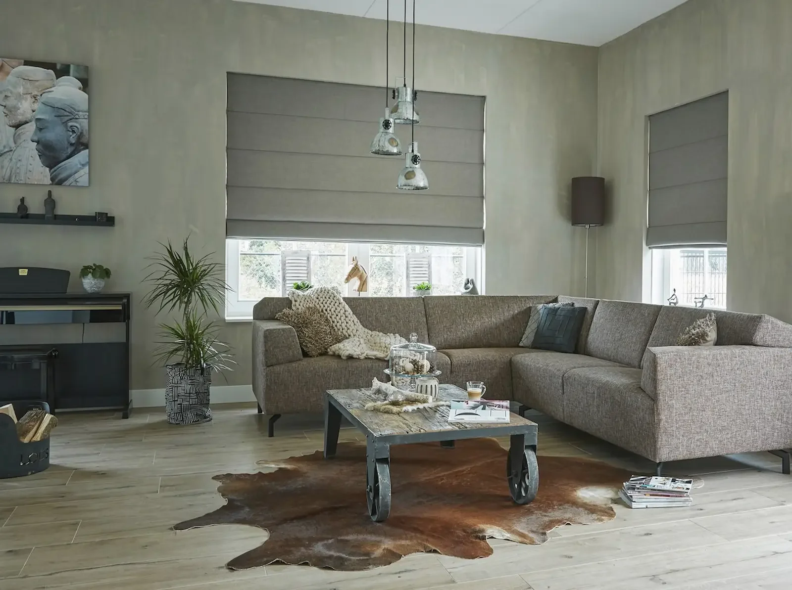 Custom Roman shades professionally installed in a Nashville remodel