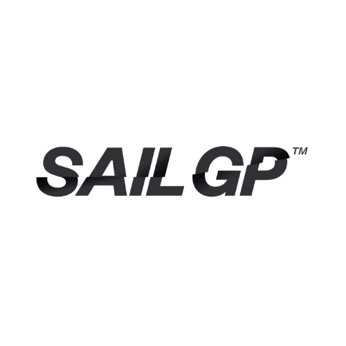 Logo with the text 'SAIL GP' in stylized black letters on a black background.