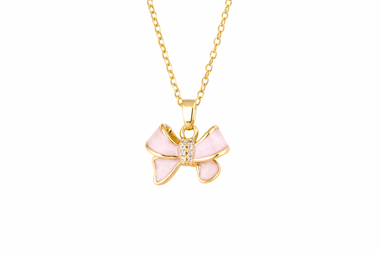 Pink bow necklace