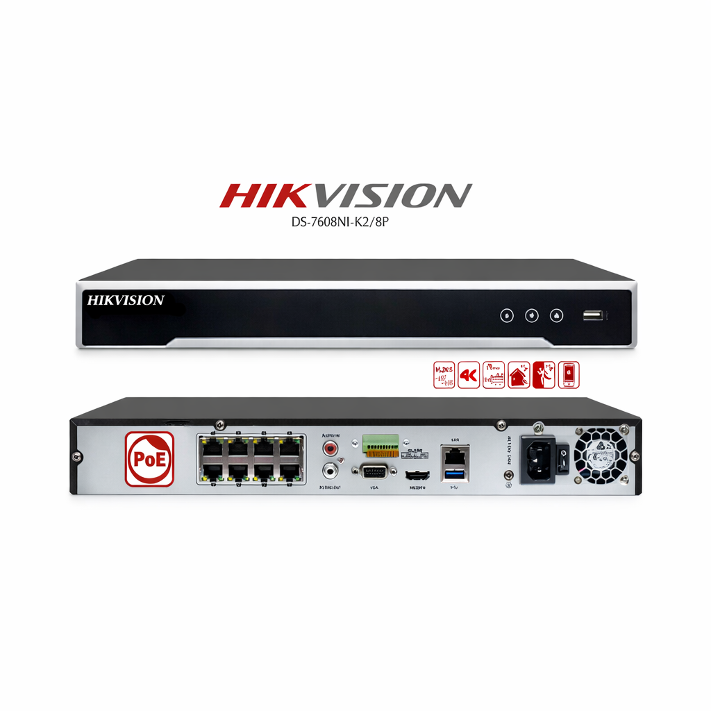 Hikvision NVR 8CH 80Mbps with 8 PoE