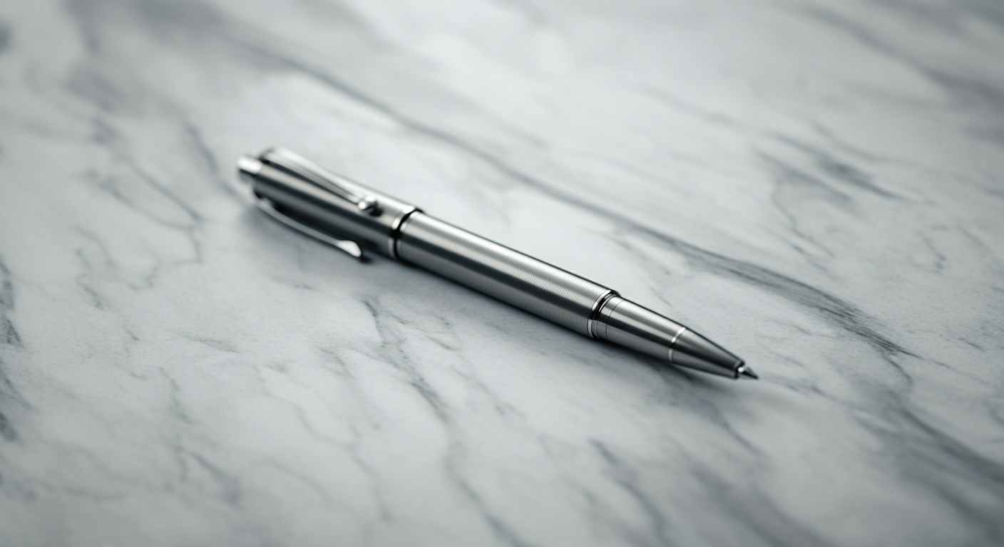 Stylo bille posé sur du marbre