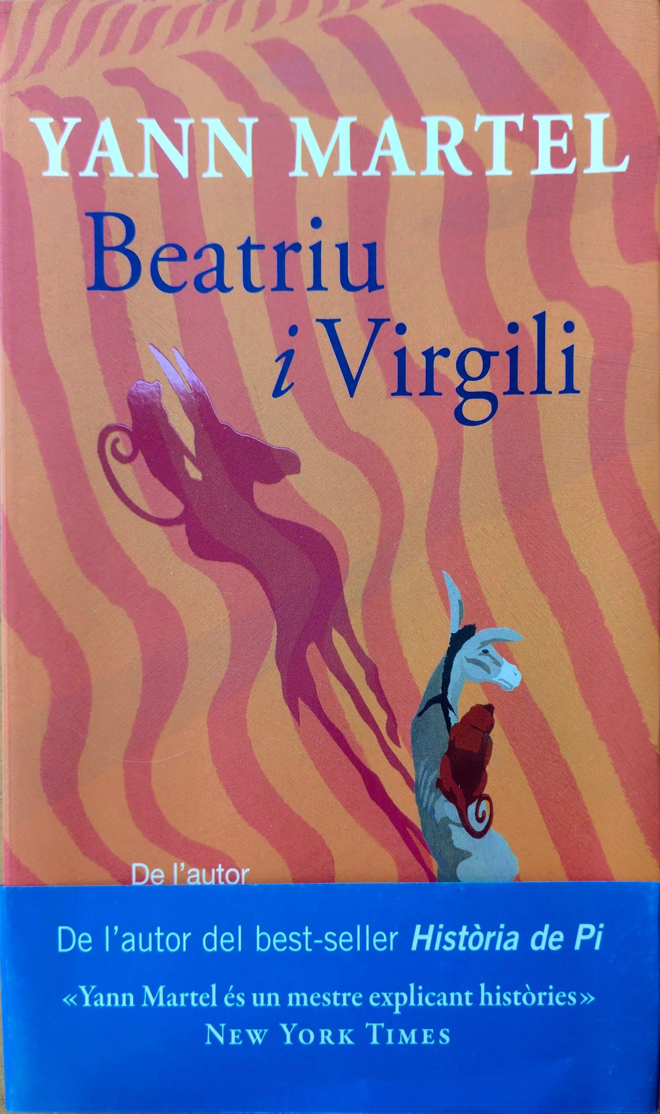 Cover of Beatrice and Virgil by Yann Martel, a novel exploring memory and the Holocaust, Catalan version
