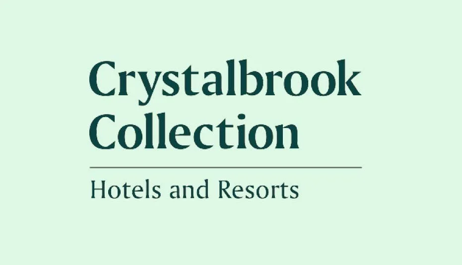 Text reading 'Crystalbrook Collection Hotels and Resorts' on a light green background.