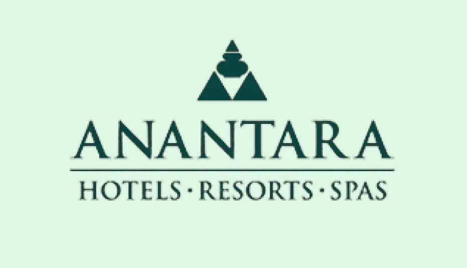 Logo for Anantara Hotels, Resorts & Spas with a stylized pyramid design above the text