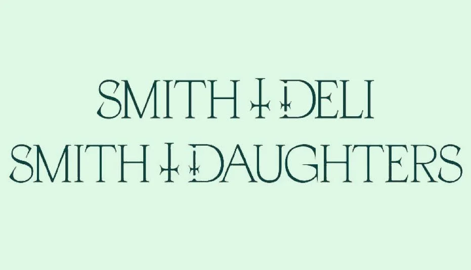 Text reading 'SMITH + DELL SMITH + DAUGHTERS' on a light green background.
