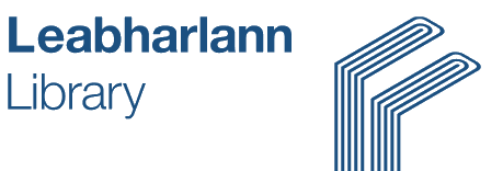 Leabharlann Library logo with stylized book graphic