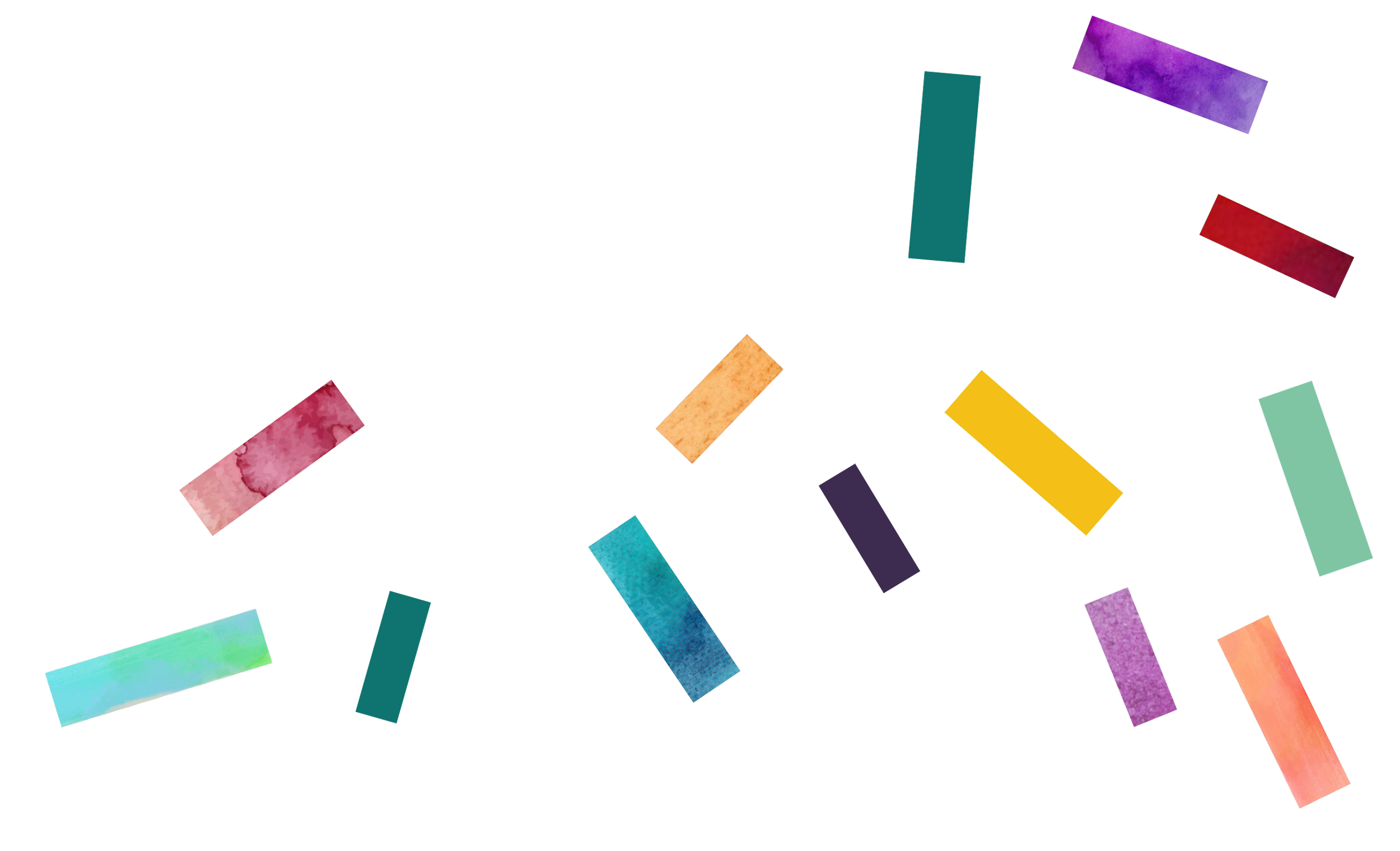 Colorful rectangular blocks scattered and falling against a black background.