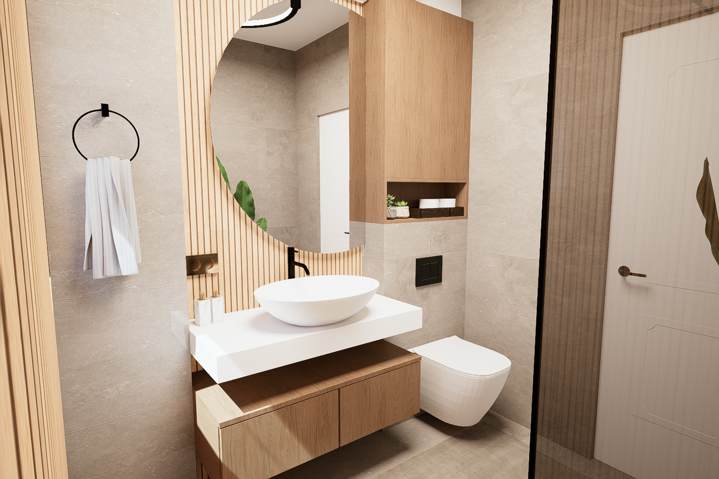 lavoar cu oglind semiluna