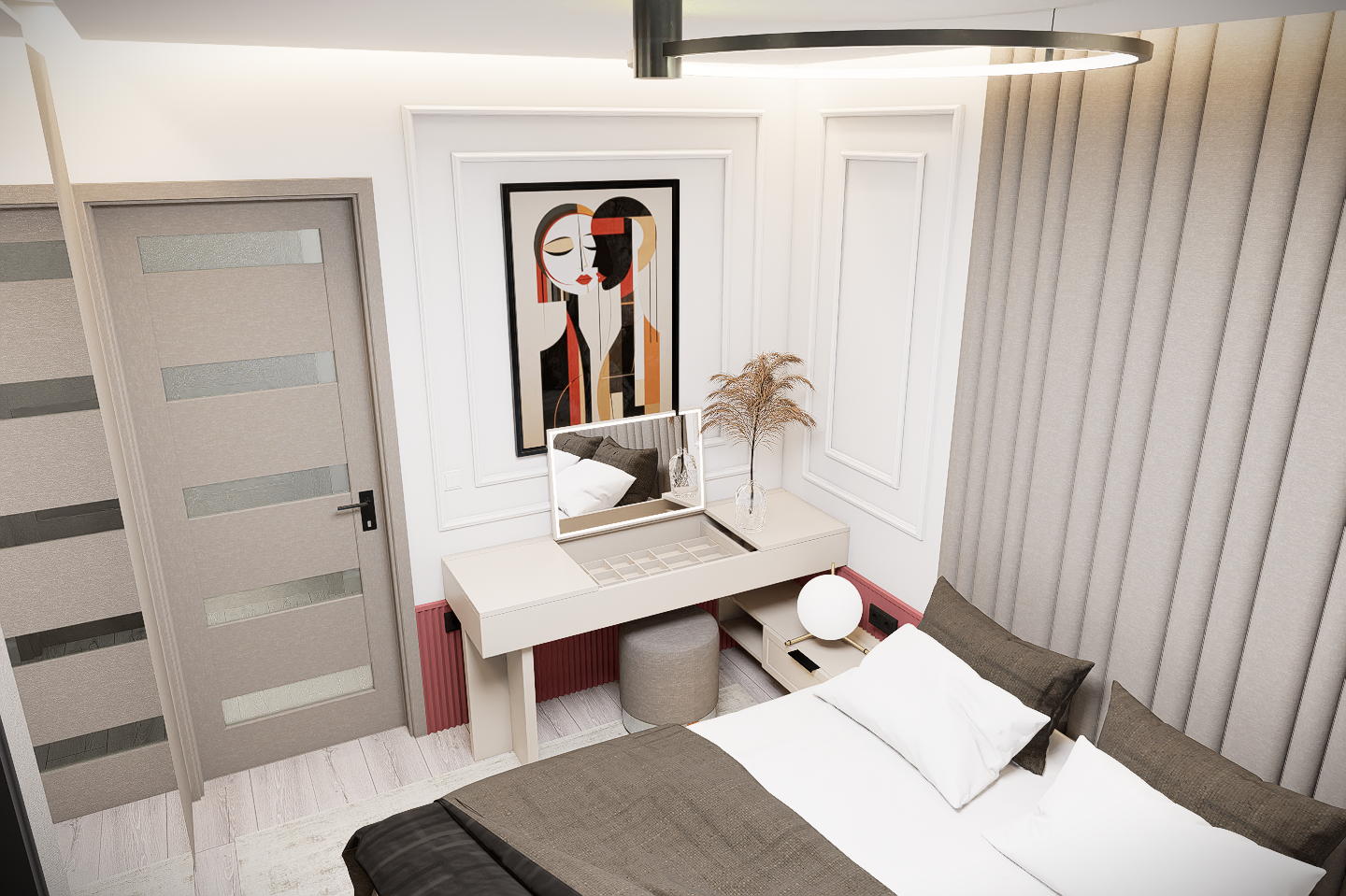 Masa make-up cu organizator interior