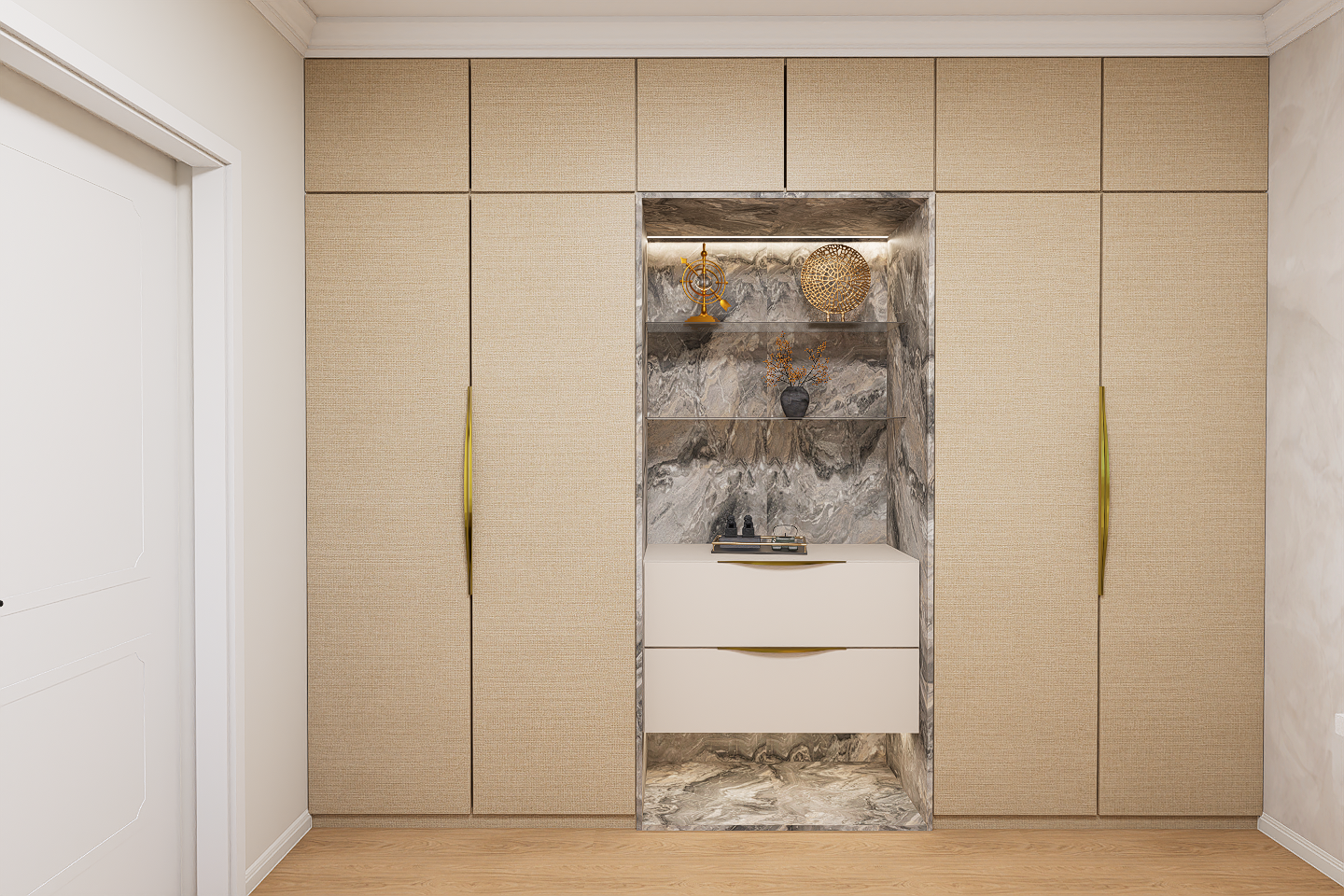 Dressing cu nișa tip bar placat cu ceramica ce imita marmura