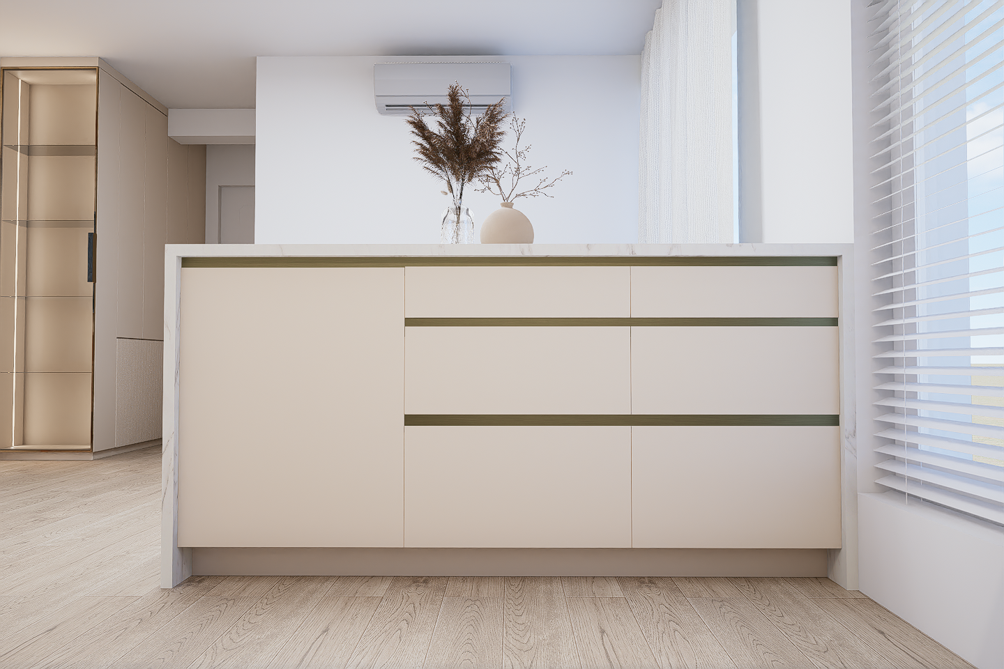 insula bucatarie cu manere gola