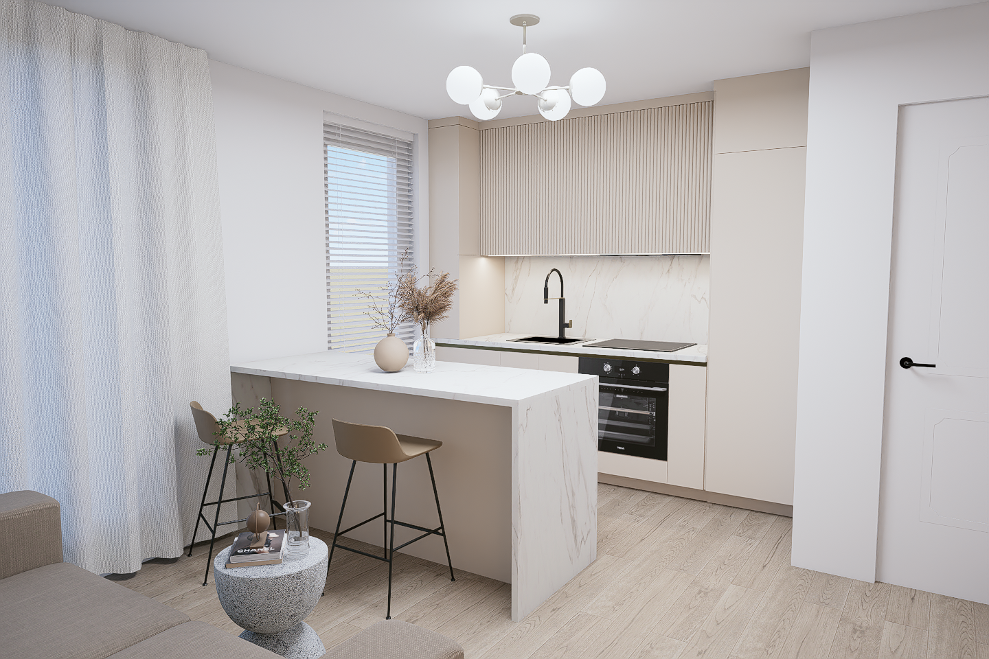 Living cu bucatarie open-space