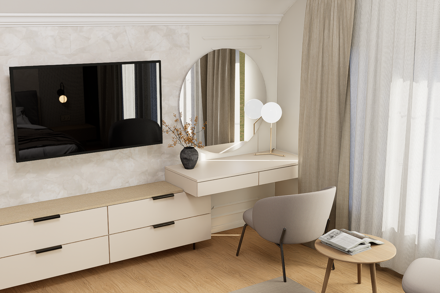 Comoda tv si masa make-up