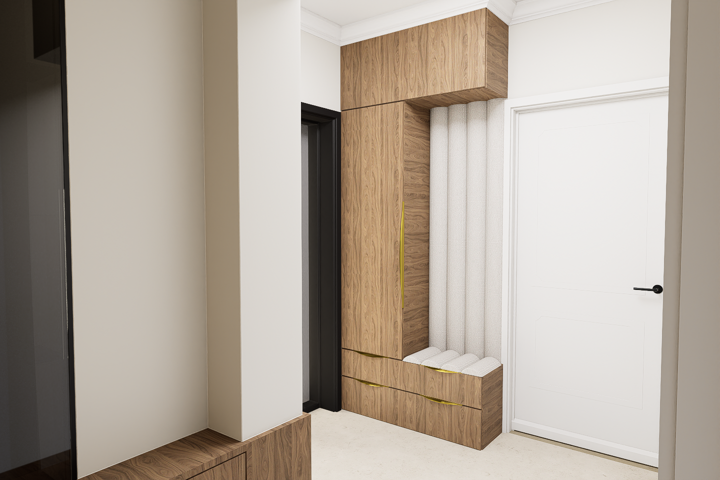 Dulap hol cu loc de stat tapitat