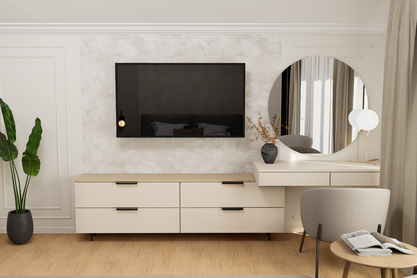 Comoda tv si masa make-up