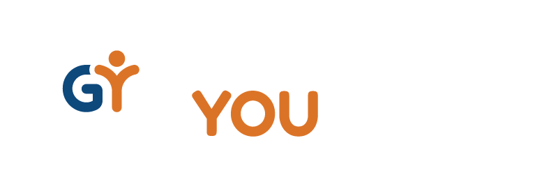 Logo with the words 'Generous You' and a circular icon featuring a stylized 'G' and 'Y' with a dot in the shape of a person.