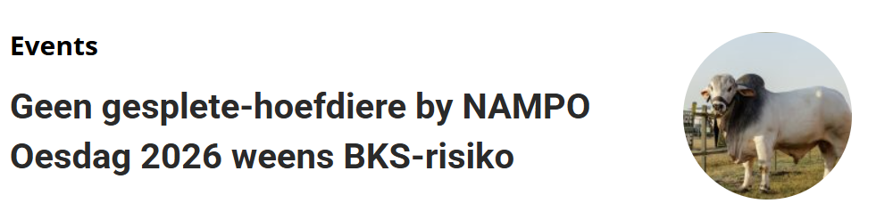 Event announcement with a photo of a cow on the right.