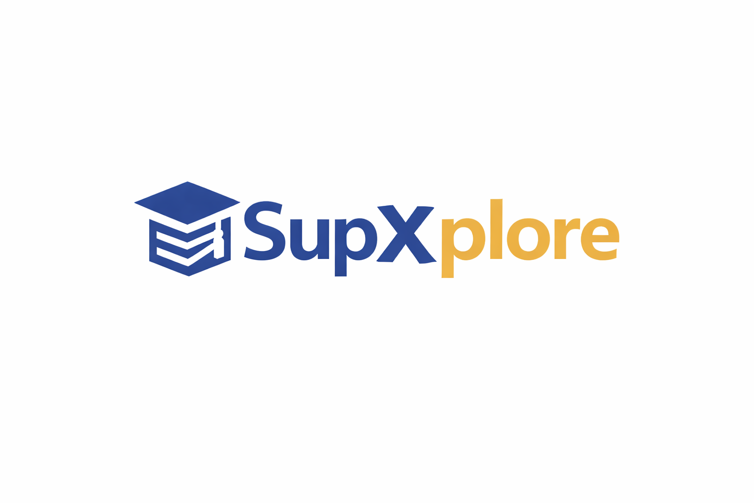 Logo de SupXplore avec une icône de livre stylisé et le texte en bleu et orange