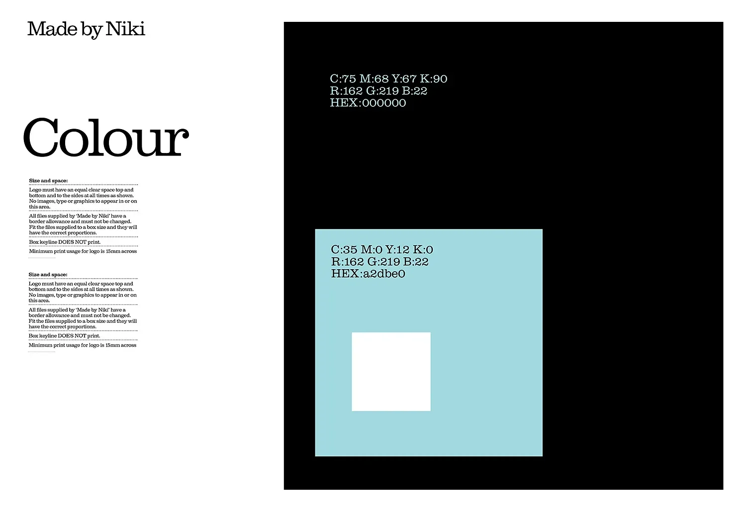 Brand style guide colour palette and typography system designed to hold consistency across email marketing, packaging and press.