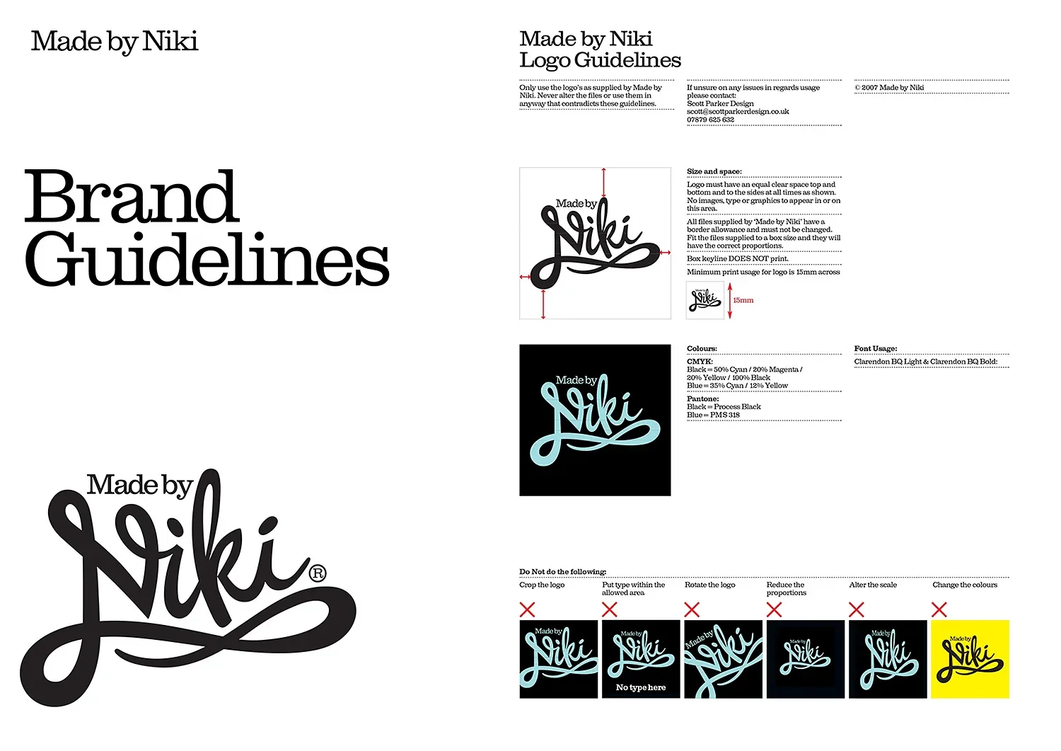 Brand style guide page showing logo construction and clear space rules for an integrated marketing communications rollout.