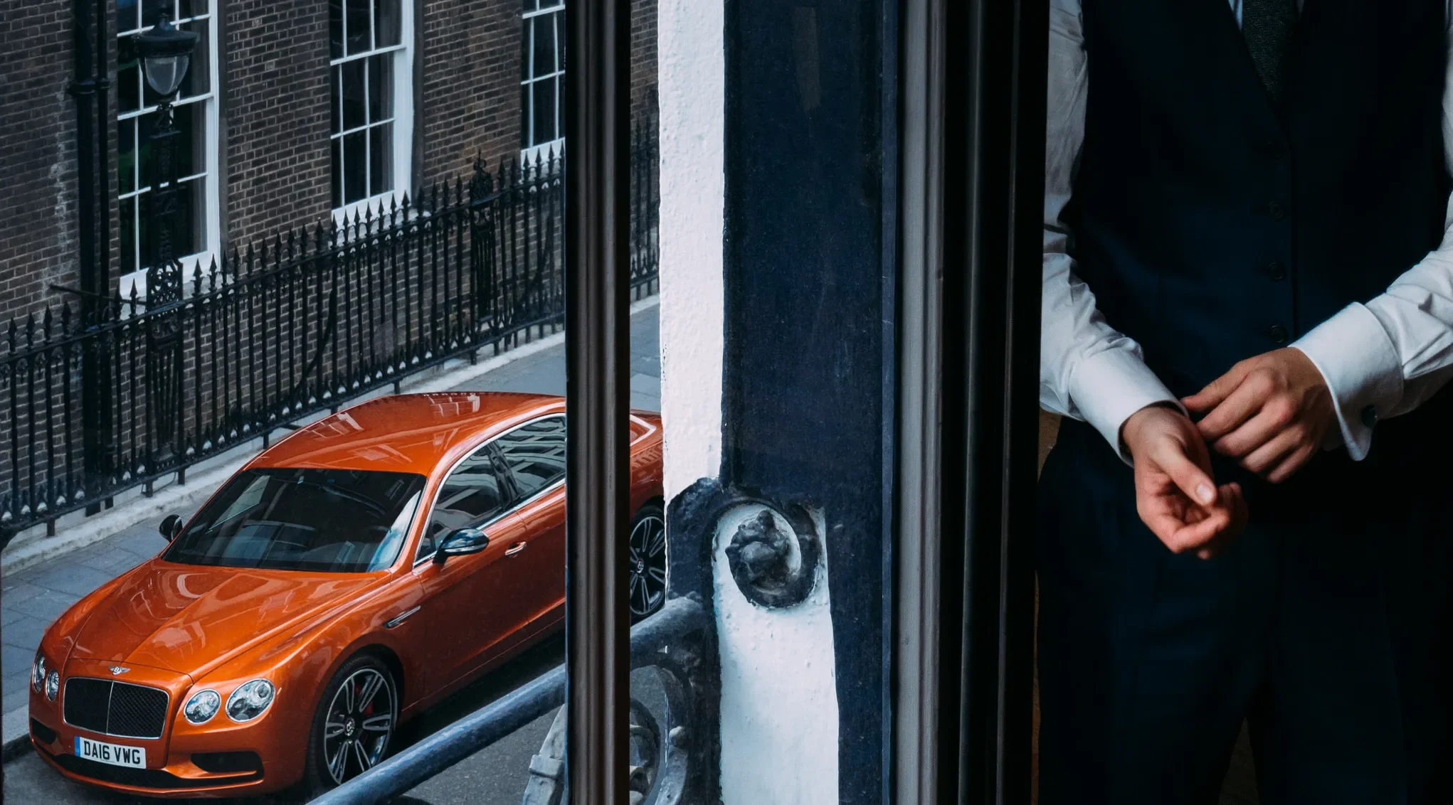 Bentley outside Gieves & Hawkes on Savile Row, a social media content strategy collaboration