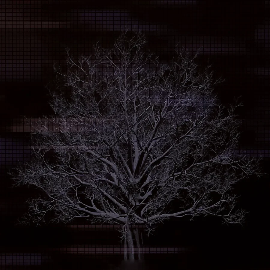 Symbol of psychographic profiling with tree branches and data pixels