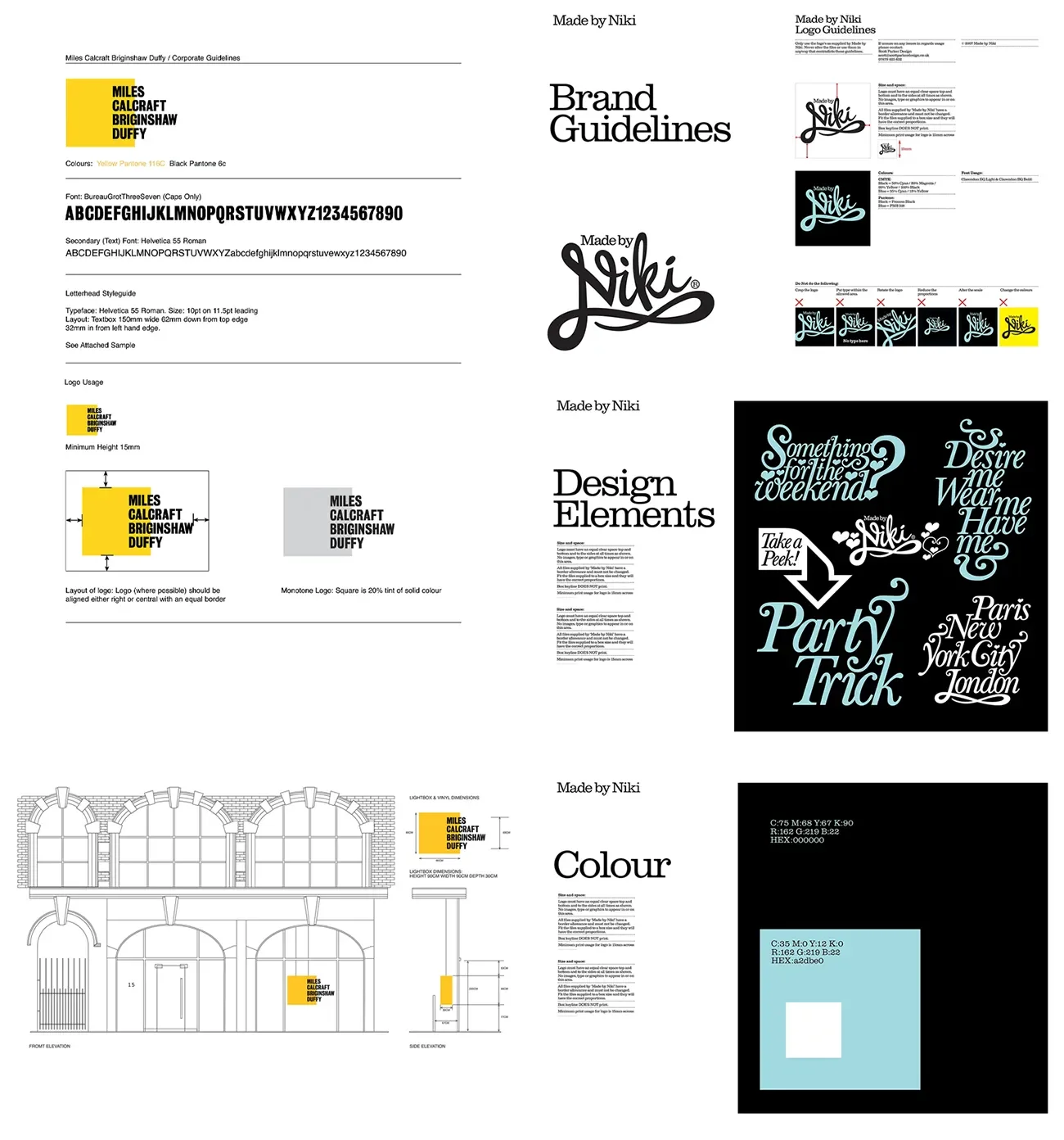 Miles Calcraft Briginshaw Duffy (MCBD) brand identity and style guidelines, designed for a London advertising agency launch.