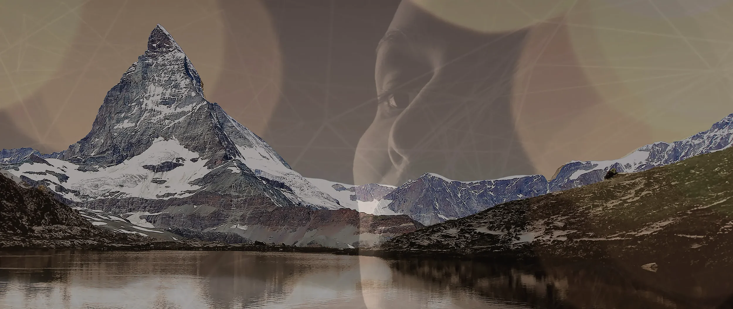 Illustrative VHNW female face and Swiss mountains for La Prairie brand strategy consulting