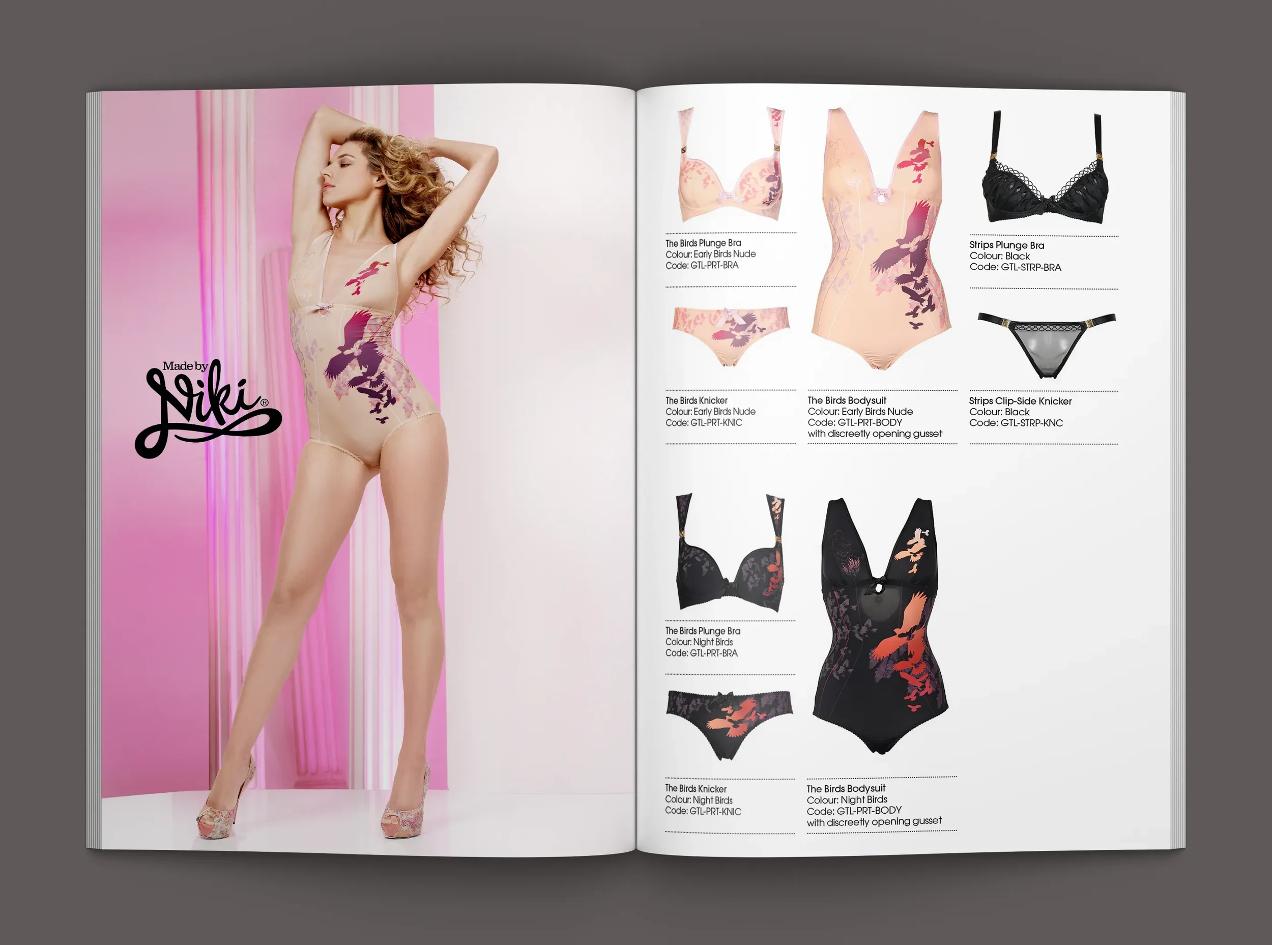 Brochure cover with key brand stories from the lingerie collection
