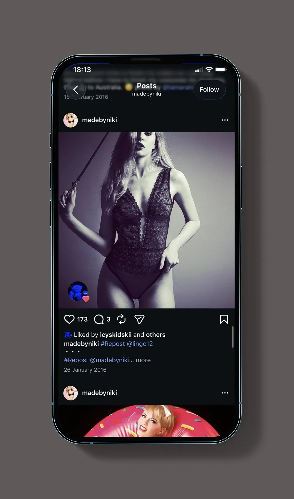 Smartphone preview of a customer post from the user generated content campaigns for Made by Niki