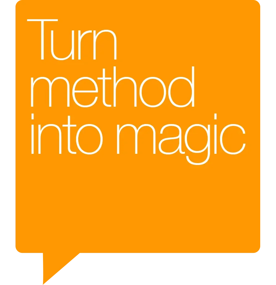 Speech bubble illustrating luxury brand marketing copywriting framework turning brand methodology into magic