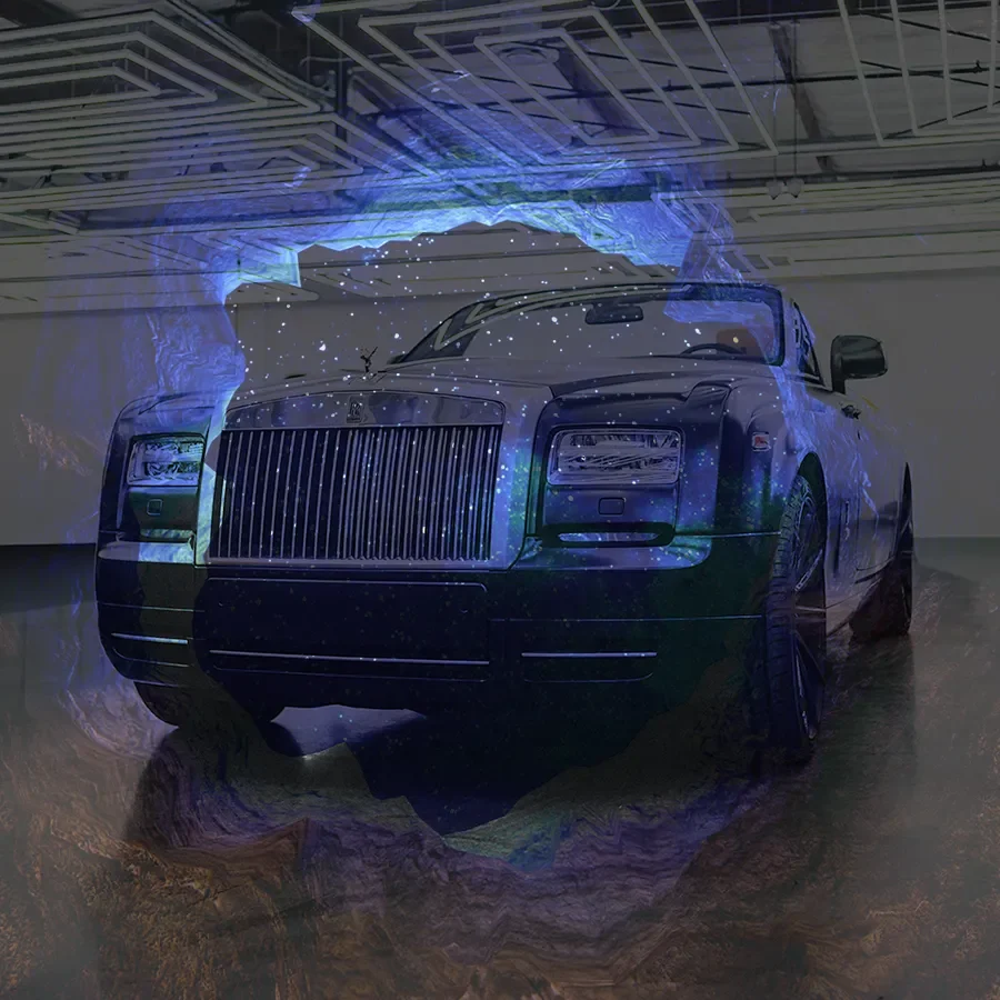 Rolls royce logo on background of a car depicting luxury client experience best practice
